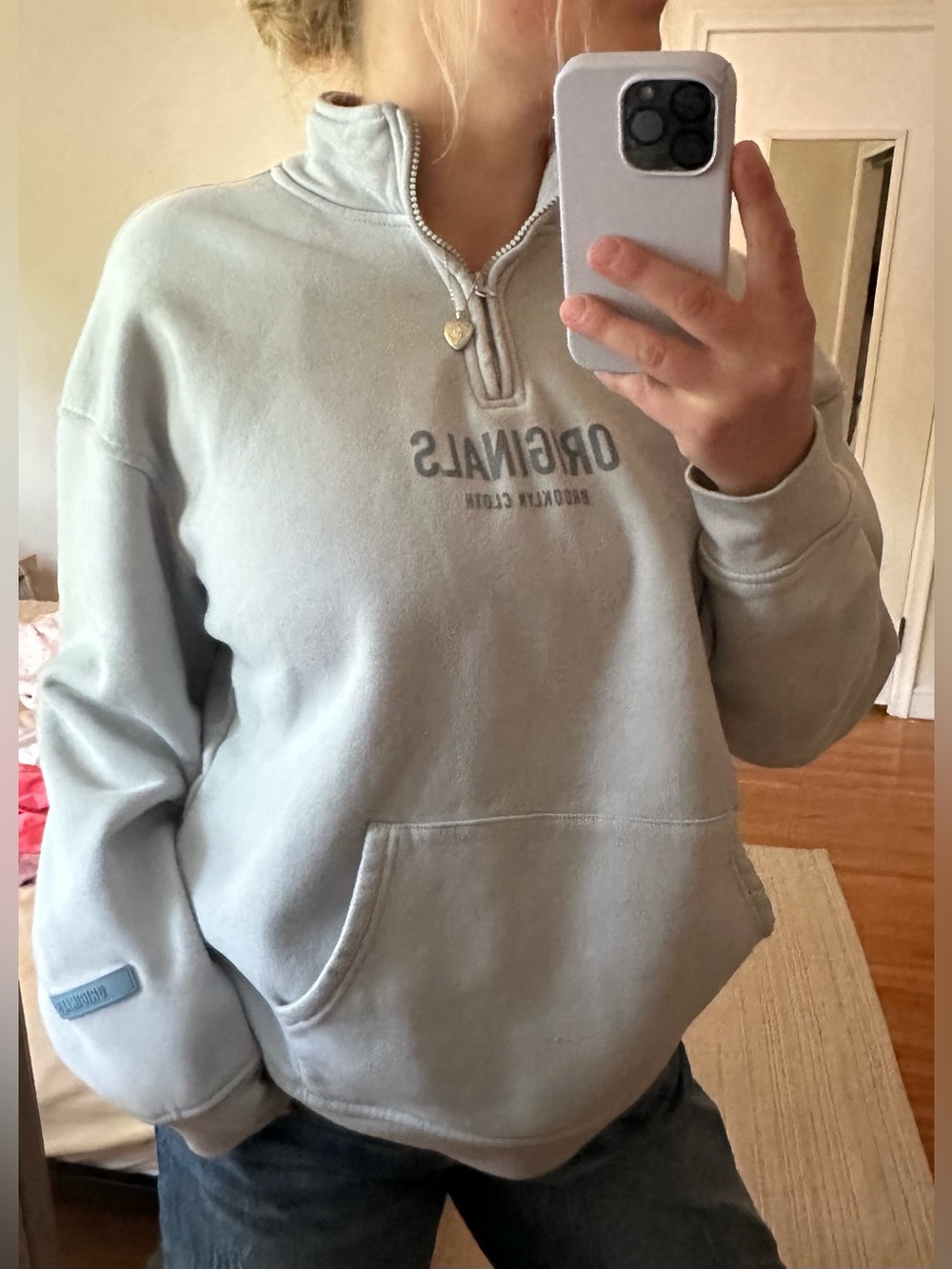 Origionals Brooklyn Cloth Light blue Half-Zip Pullover Sweatshirt